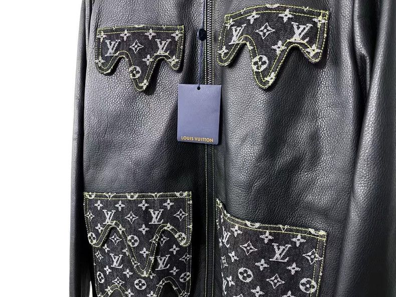 Louis Vuitton Louis Vuitton LV x Nigo Black Leather Jacket Size US L / EU 52-54 / 3 - 2 Thumbnail