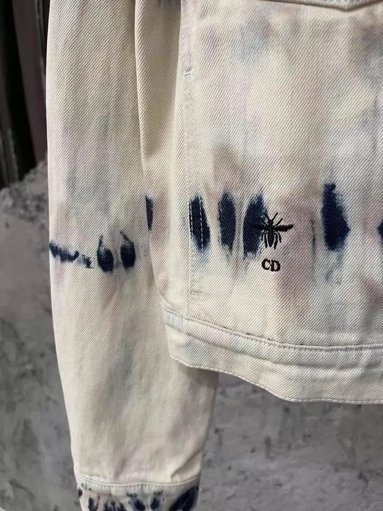 Dior Dior Tie-Dye Denim Jacket in Cream Color Size US M / EU 48-50 / 2 - 5 Thumbnail