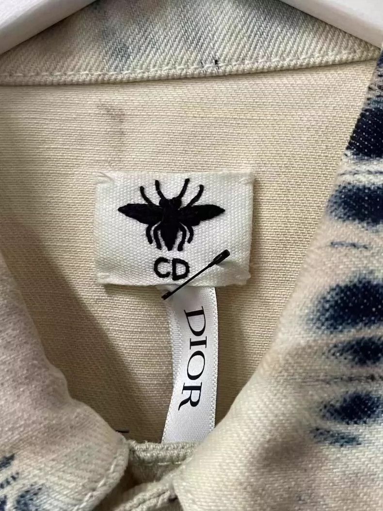 Dior Dior Tie-Dye Denim Jacket in Cream Color Size US M / EU 48-50 / 2 - 6 Thumbnail