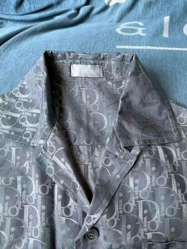 Dior Dior Silver Printed Silk Short Sleeve Shirt Size US M / EU 48-50 / 2 - 2 Thumbnail