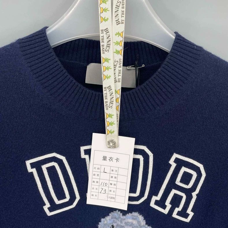 Dior Dior Dark Blue Dog Pattern Knitted Sweater Size US L / EU 52-54 / 3 - 3 Thumbnail
