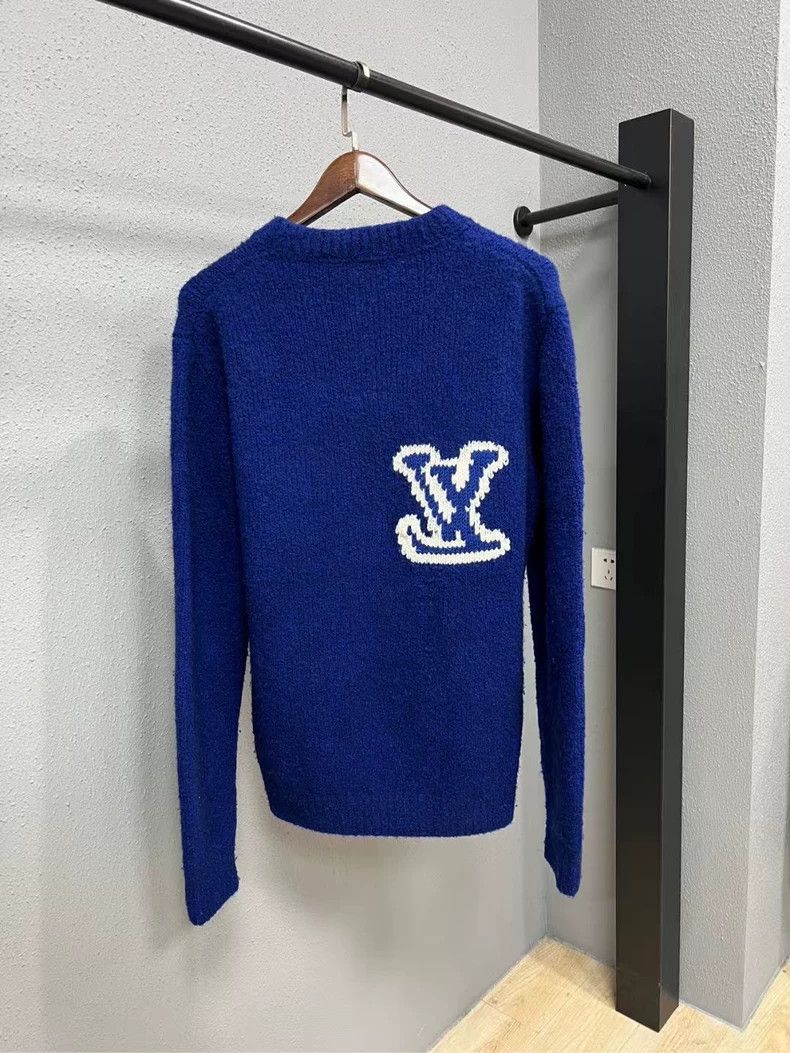 Louis Vuitton Louis Vuitton Blue Logo Teddy Sweater Size US L / EU 52-54 / 3 - 2 Thumbnail