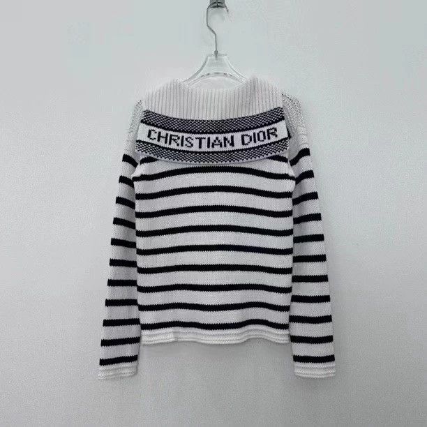 Dior Striped Knit Sweater with Navy Collar Size US M / EU 48-50 / 2 - 2 Thumbnail