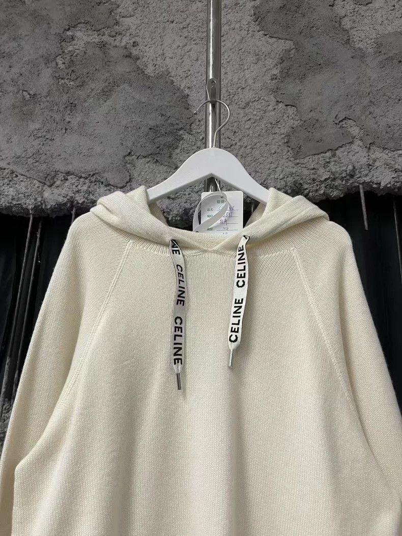 Celine Celine Logo Drawstring Wool Hoodie Sweatshirt Size US M / EU 48-50 / 2 - 3 Thumbnail