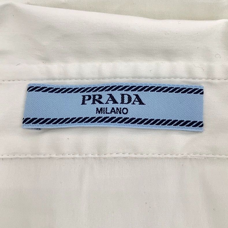 Prada Prada White Cotton Long Sleeve Button-Up Shirt Size US M / EU 48-50 / 2 - 5 Thumbnail