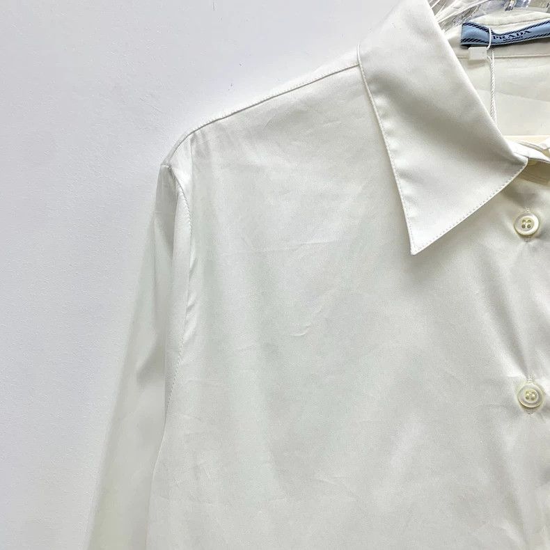 Prada Prada White Cotton Long Sleeve Button-Up Shirt Size US M / EU 48-50 / 2 - 3 Thumbnail