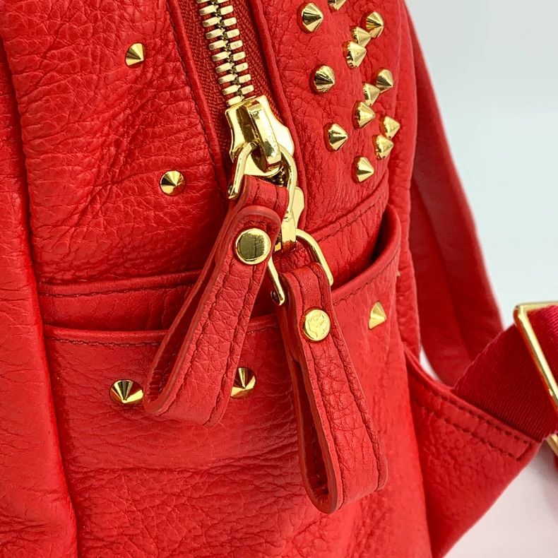 MCM Mcm Red Studded Zip Backpack Rucksack Size ONE SIZE - 9 Thumbnail