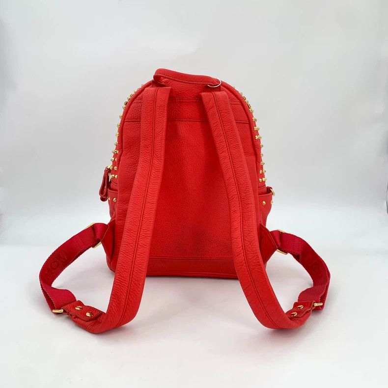 MCM Mcm Red Studded Zip Backpack Rucksack Size ONE SIZE - 2 Thumbnail