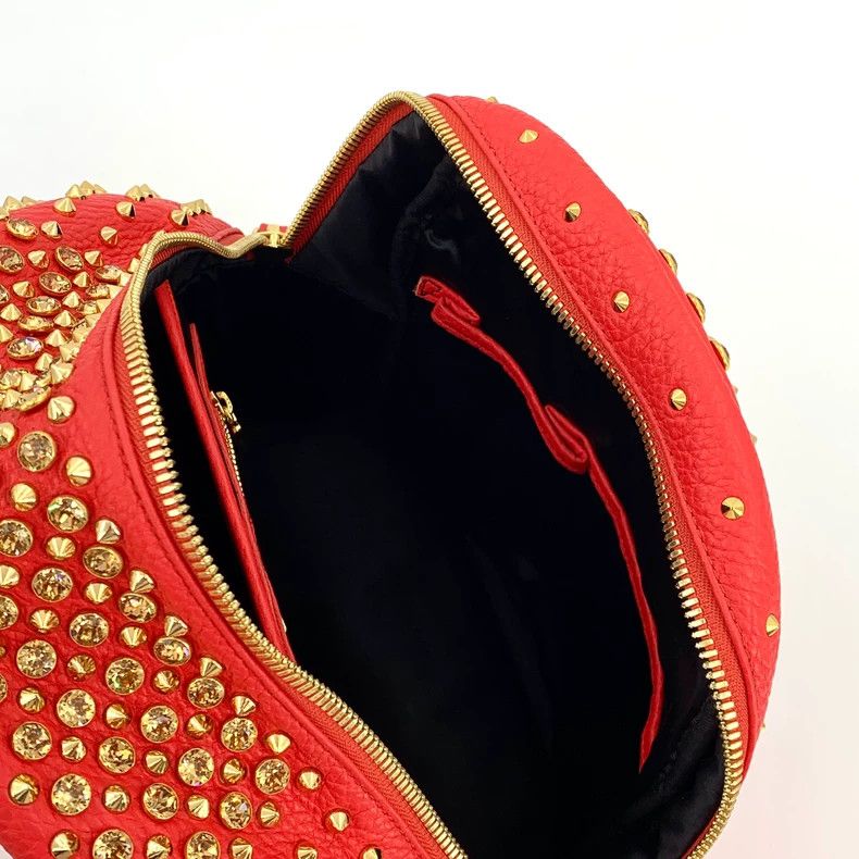 MCM Mcm Red Studded Zip Backpack Rucksack Size ONE SIZE - 8 Thumbnail
