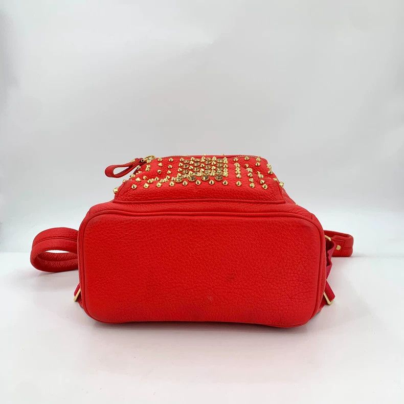 MCM Mcm Red Studded Zip Backpack Rucksack Size ONE SIZE - 5 Thumbnail