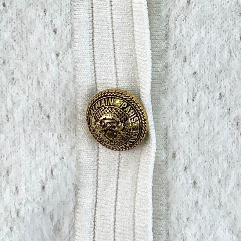 Balmain White Diamond Pattern Long Sleeve Cardigan Size US XS / EU 42 / 0 - 5 Thumbnail