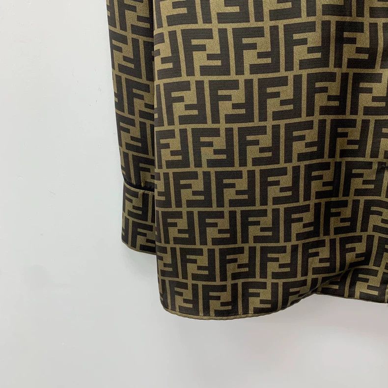 Fendi Fendi Brown Logo Silk Long Sleeve Shirt Size US L / EU 52-54 / 3 - 4 Thumbnail