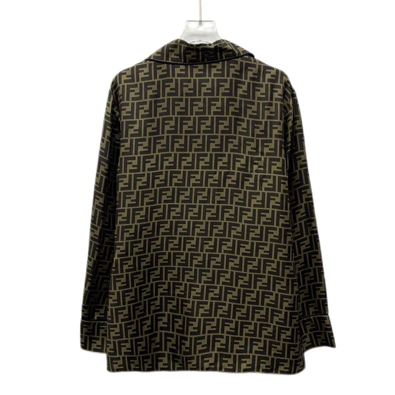 Fendi Fendi Brown Logo Silk Long Sleeve Shirt Size US L / EU 52-54 / 3 - 2 Thumbnail