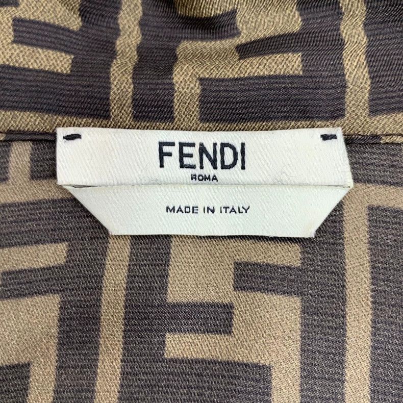 Fendi Fendi Brown Logo Silk Long Sleeve Shirt Size US L / EU 52-54 / 3 - 5 Thumbnail