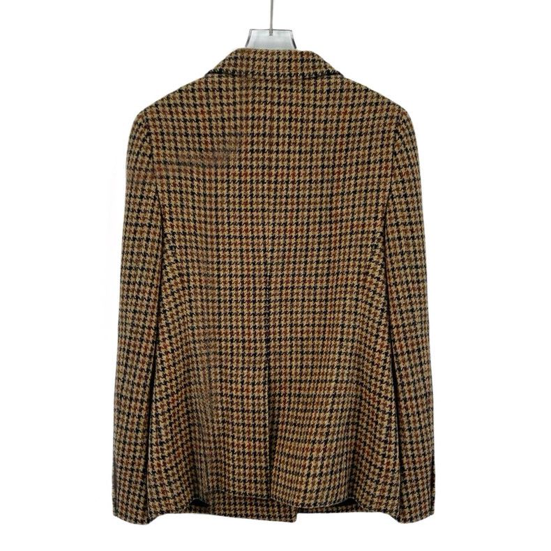 Celine Brown Houndstooth Wool Double-Breasted Blazer Size US M / EU 48-50 / 2 - 2 Thumbnail