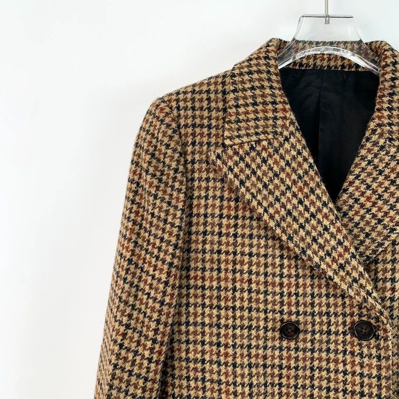 Celine Brown Houndstooth Wool Double-Breasted Blazer Size US M / EU 48-50 / 2 - 3 Thumbnail