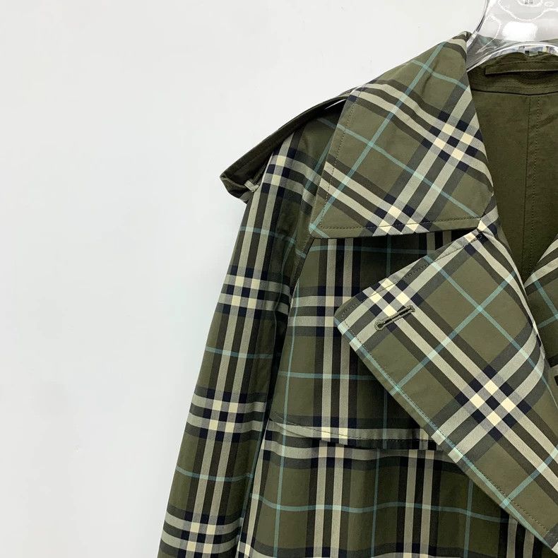 Burberry Burberry Green Check Double-Breasted Trench Coat Size US M / EU 48-50 / 2 - 5 Thumbnail