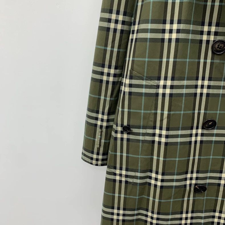 Burberry Burberry Green Check Double-Breasted Trench Coat Size US M / EU 48-50 / 2 - 6 Thumbnail