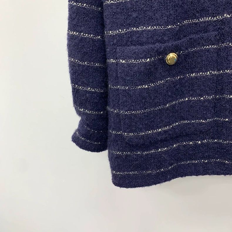 Prada MiuMiu Dark Blue Striped Wool Jacket Size US XS / EU 42 / 0 - 4 Thumbnail
