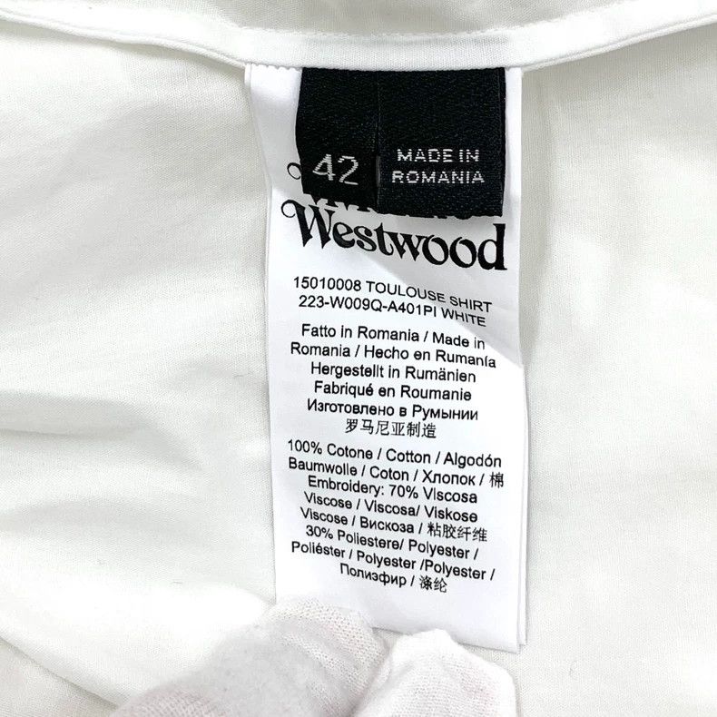 Vivienne Westwood Vivienne Westwood White Embroidered Cotton Shirt Size US L / EU 52-54 / 3 - 7 Thumbnail