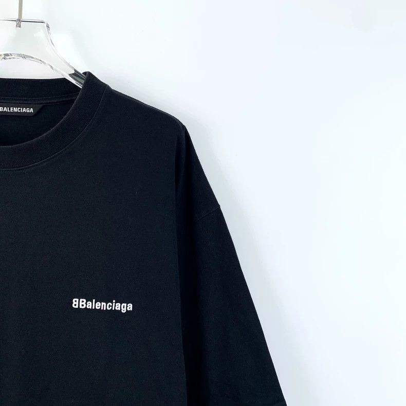 Balenciaga Balenciaga Black Logo Embroidered Cotton T-Shirt Size US S / EU 44-46 / 1 - 3 Thumbnail
