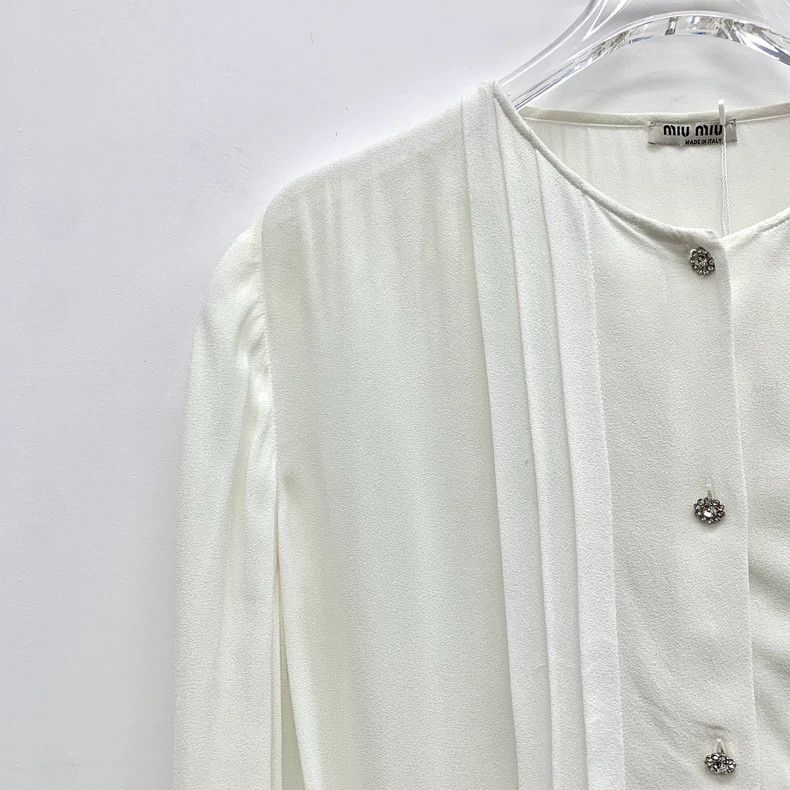 Miu Miu MiuMiu White Long Sleeve Button-Up Shirt Size US M / EU 48-50 / 2 - 3 Thumbnail
