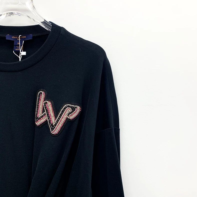 Louis Vuitton Louis Vuitton Black Long Sleeve Dress with Logo Size US 32 / EU 48 - 3 Thumbnail