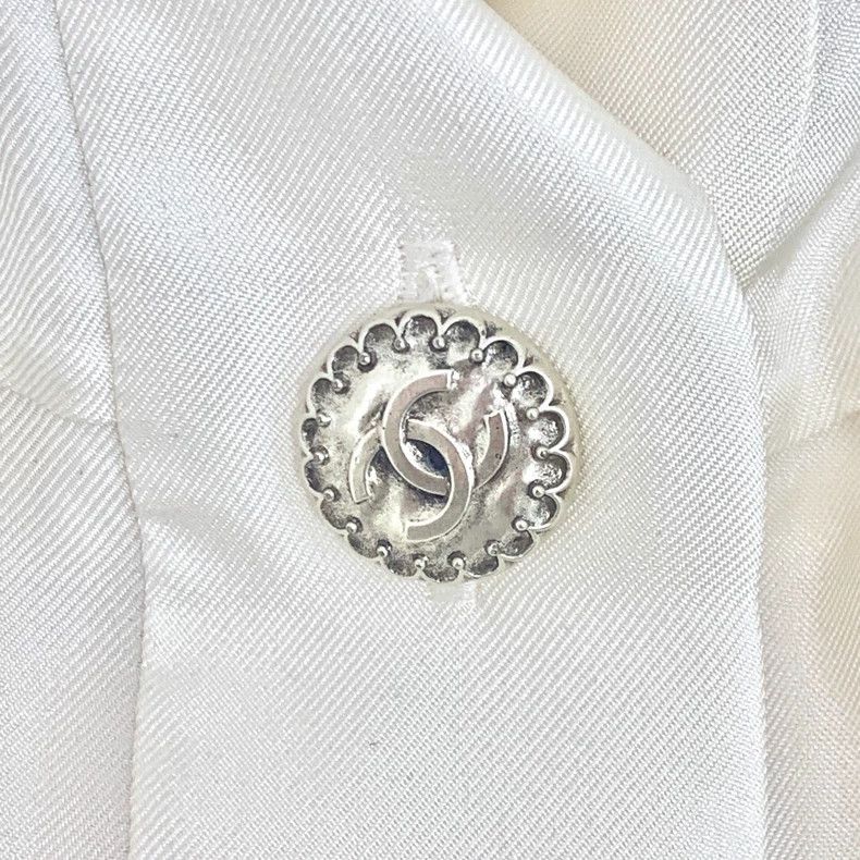 Chanel Chanel White Silk Long Sleeve Jacket Size US XXS / EU 40 - 5 Thumbnail