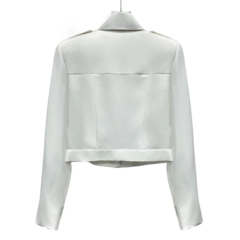 Chanel Chanel White Silk Long Sleeve Jacket Size US XXS / EU 40 - 2 Thumbnail