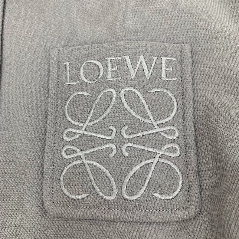 Loewe Gray Logo Embroidered Wool Long Sleeve Shirt Size US M / EU 48-50 / 2 - 5 Thumbnail