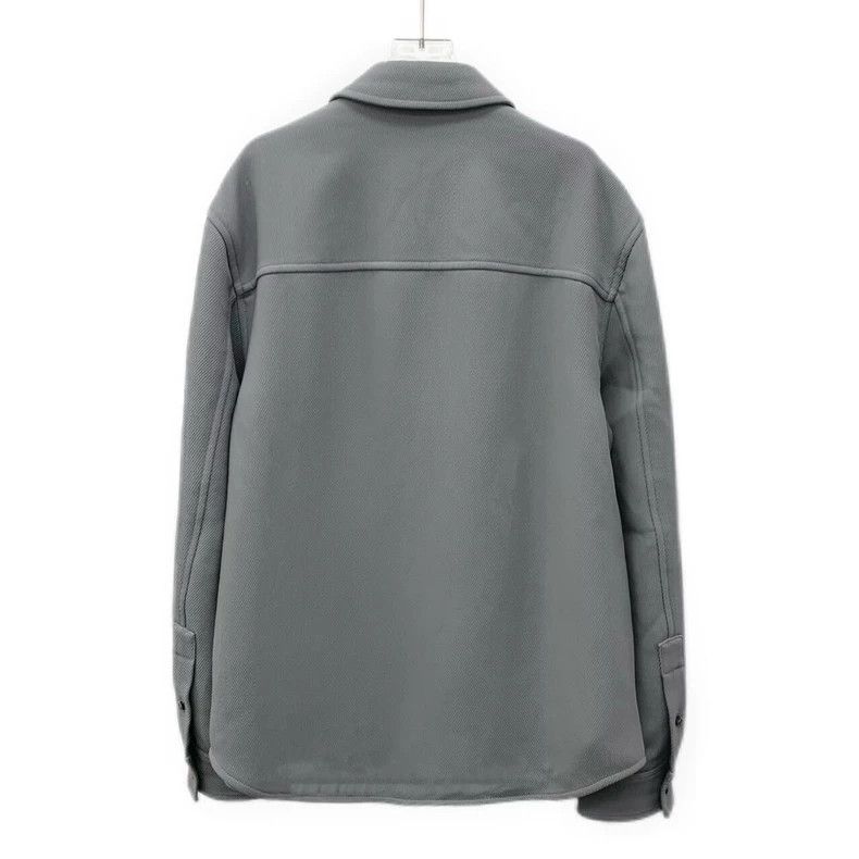Loewe Gray Logo Embroidered Wool Long Sleeve Shirt Size US M / EU 48-50 / 2 - 2 Thumbnail