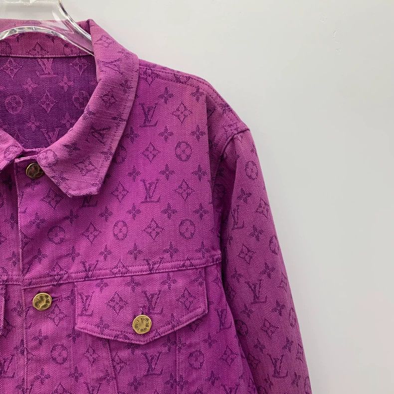 Louis Vuitton Louis Vuitton Purple Logo Denim Jacket Size US L / EU 52-54 / 3 - 3 Thumbnail