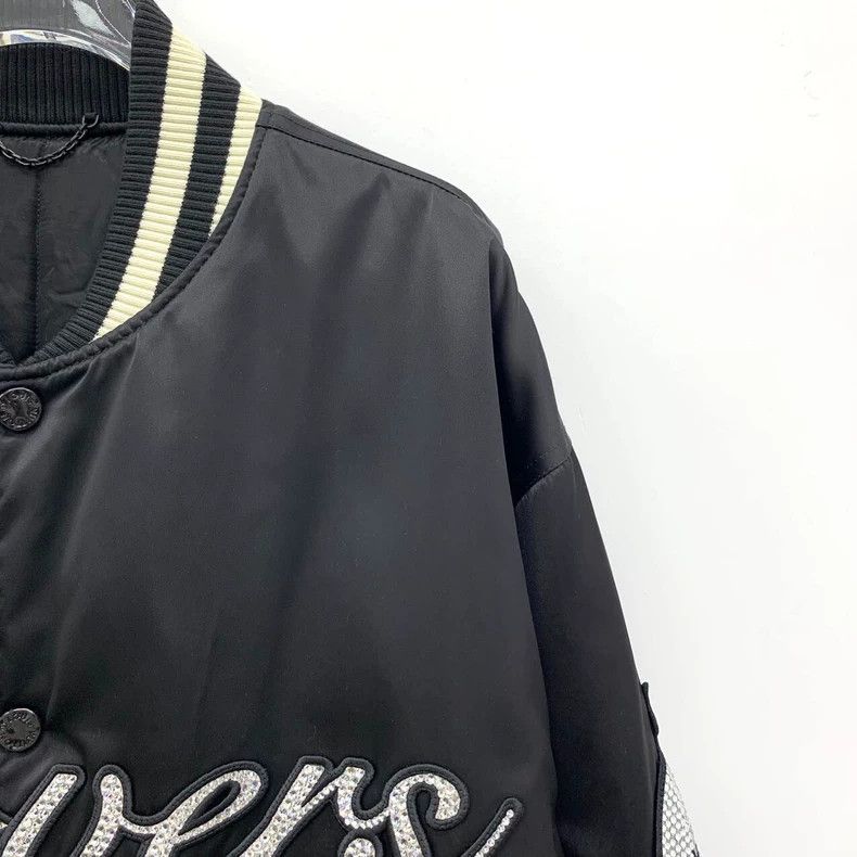 Louis Vuitton Louis Vuitton Black Striped Logo Baseball Jacket Size US L / EU 52-54 / 3 - 3 Thumbnail