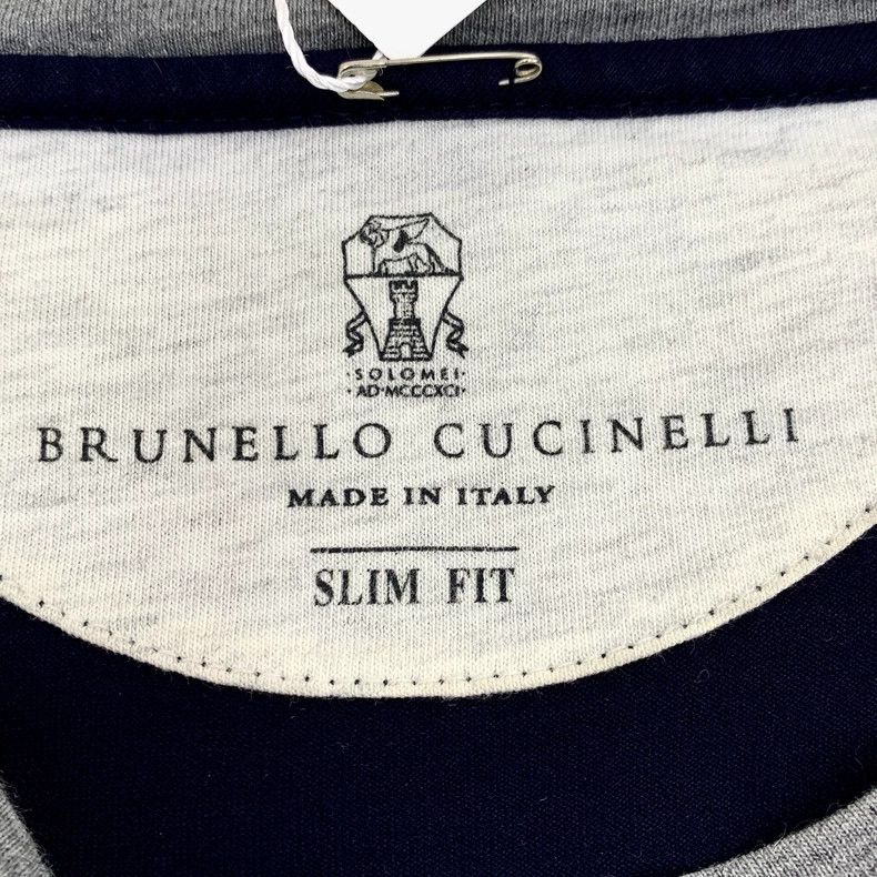 Brunello Cucinelli Brunello Cucinelli Navy Logo Cotton T-shirt Size US S / EU 44-46 / 1 - 6 Thumbnail