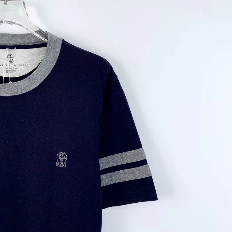 Brunello Cucinelli Brunello Cucinelli Navy Logo Cotton T-shirt Size US S / EU 44-46 / 1 - 3 Thumbnail