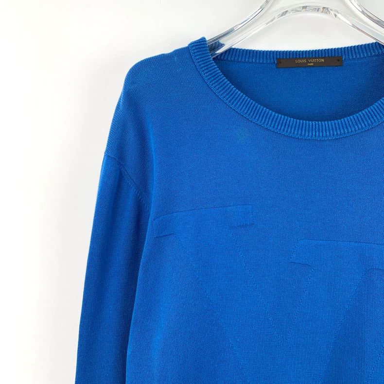 Louis Vuitton Louis Vuitton Blue Logo Crew Neck Knit Sweater Size US L / EU 52-54 / 3 - 3 Thumbnail