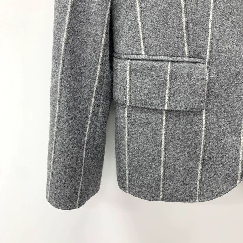 Thom Browne Thom Browne Gray Striped Wool Blazer Jacket Size US XS / EU 42 / 0 - 4 Thumbnail