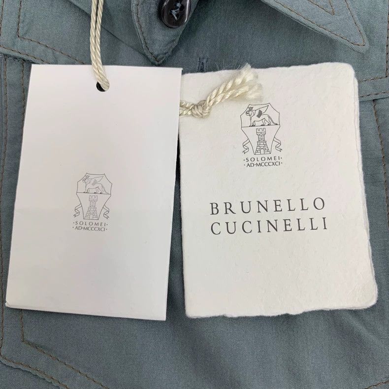 Brunello Cucinelli Brunello Cucinelli Blue Silk Long Sleeve Shirt Size US S / EU 44-46 / 1 - 6 Thumbnail