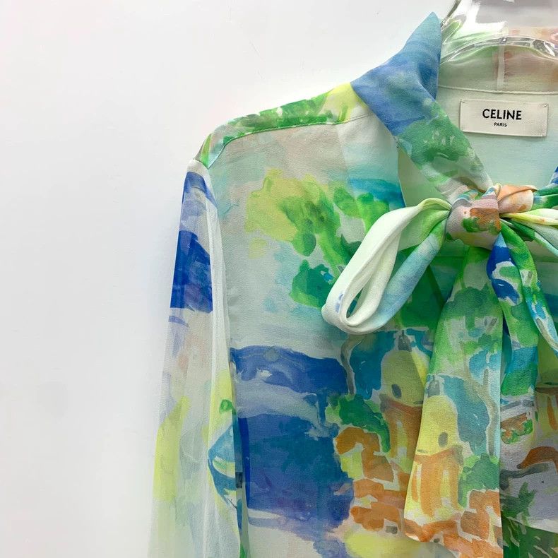 Celine Celine Colorful Silk Long Sleeve Shirt Size US M / EU 48-50 / 2 - 3 Thumbnail