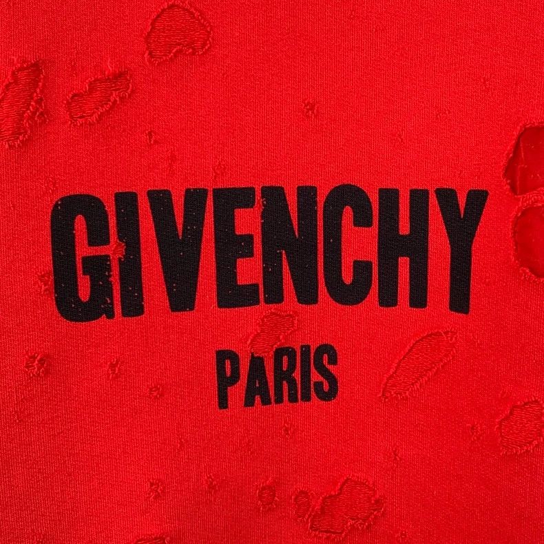 Givenchy Givenchy Red Logo Print Distressed Long Sleeve Sweatshirt Size US XXL / EU 58 / 5 - 4 Thumbnail