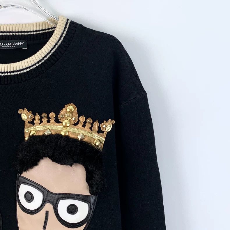 Dolce & Gabbana Dolce&Gabbana Black Crown Graphic Long Sleeve Sweatshirt Size US XS / EU 42 / 0 - 3 Thumbnail