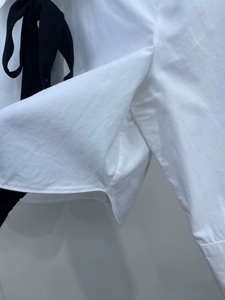 Valentino Valentino White Cropped Shirt with Bow Size US S / EU 44-46 / 1 - 7 Thumbnail