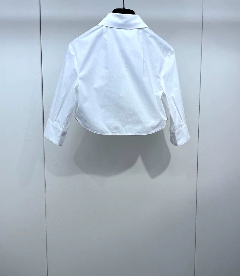 Valentino Valentino White Cropped Shirt with Bow Size US S / EU 44-46 / 1 - 3 Thumbnail