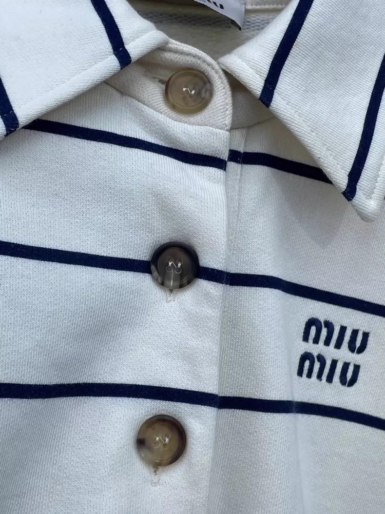 Prada Miumiu Cropped Striped Logo Casual Hoodie Size US XS / EU 42 / 0 - 4 Thumbnail