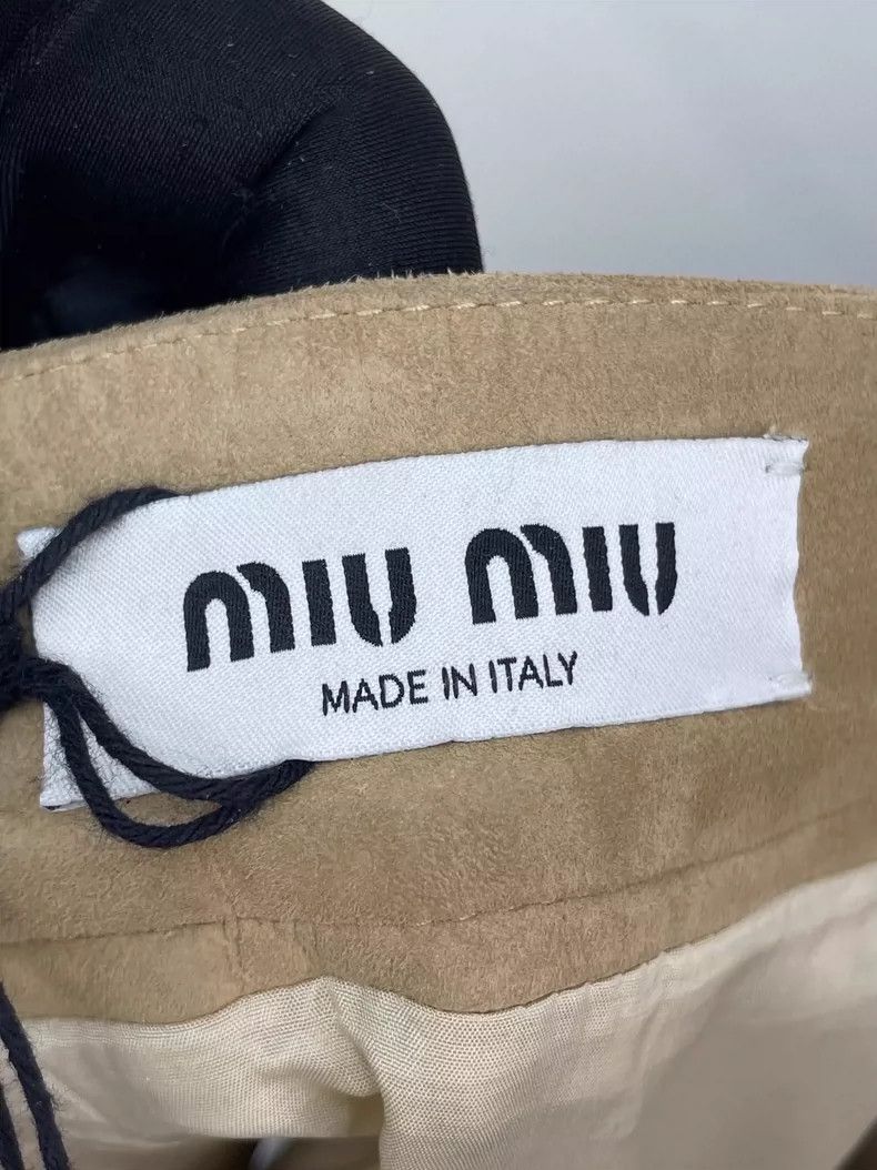 Prada Miumiu Suede Mini Skirt with Logo Belt Size US 38 / EU 54 - 6 Thumbnail
