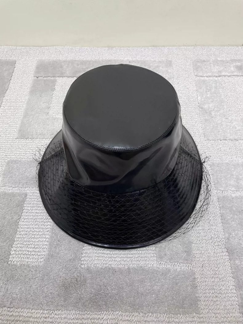 Dior Dior Black Leather Fisherman Hat with Netting Size ONE SIZE - 2 Thumbnail