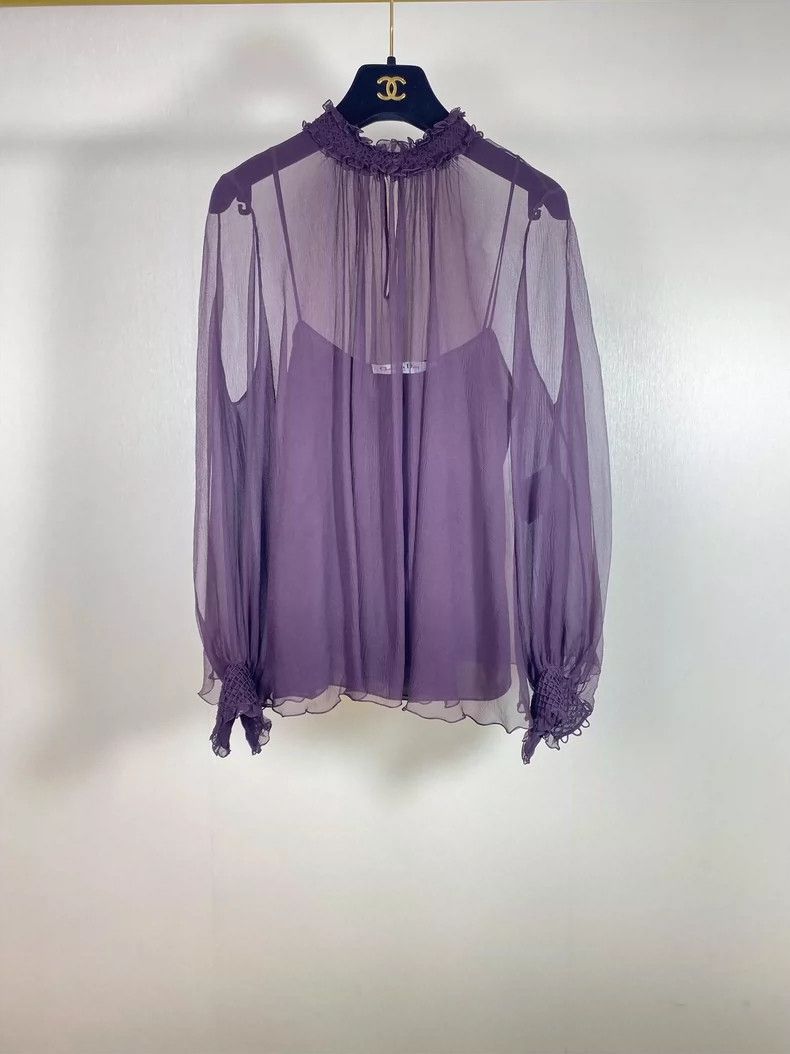 Dior Dior Silk Top with Ruffled Collar Size US M / EU 48-50 / 2 - 2 Thumbnail