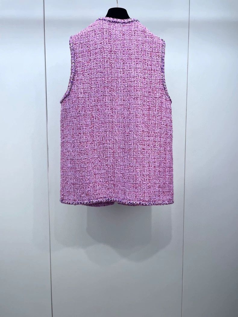Chanel Elegant Purple Long Vest with Four Pockets Size US L / EU 52-54 / 3 - 2 Thumbnail
