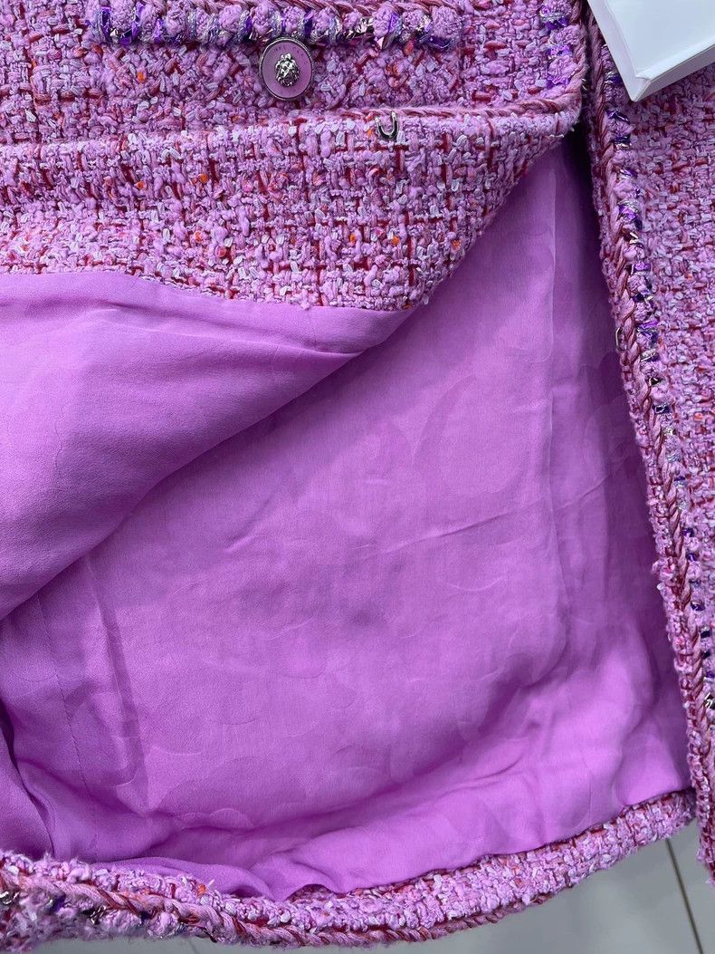 Chanel Elegant Purple Long Vest with Four Pockets Size US L / EU 52-54 / 3 - 6 Thumbnail