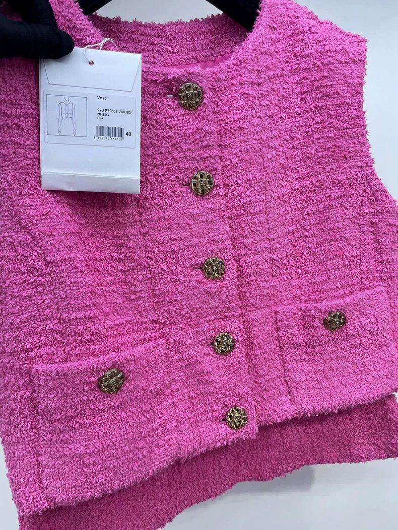 Chanel Chanel Spring/Summer Pink Tweed Vest Size US M / EU 48-50 / 2 - 6 Thumbnail